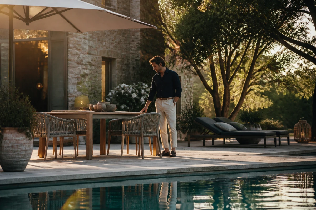 Aménager une terrasse piscine : quel mobilier pour l'humidité et les chlorures ?